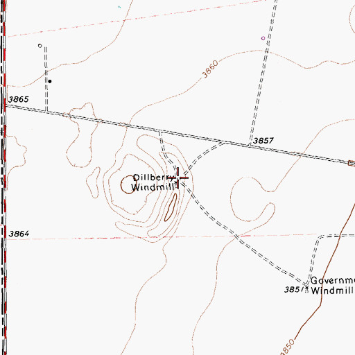 Topographic Map of Dillberry Windmill, TX