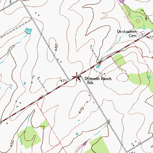Topographic Map of Dilworth Ranch School, TX