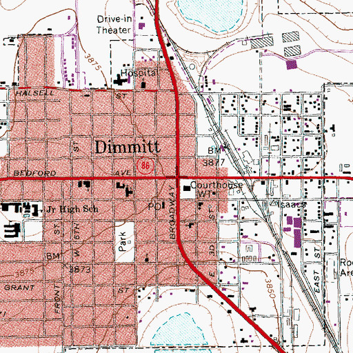 Topographic Map of Dimmitt, TX