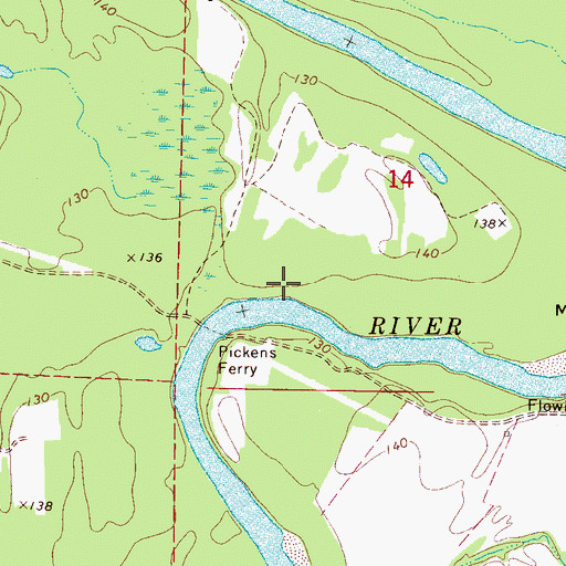 Topographic Map of Pickensville Ferry (historical), AL
