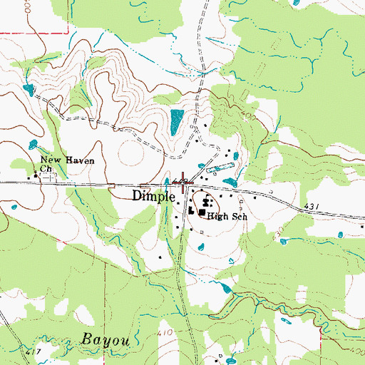 Topographic Map of Dimple, TX
