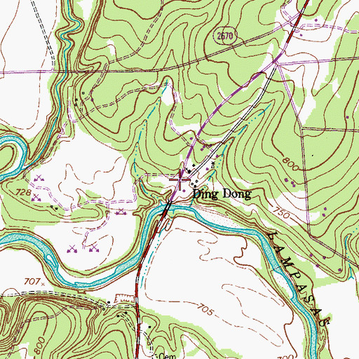 Topographic Map of Ding Dong, TX