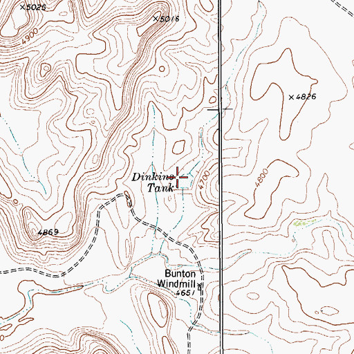 Topographic Map of Dinkins Tank, TX