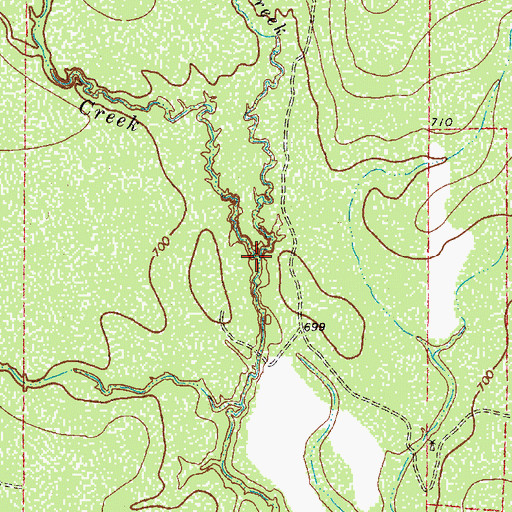 Topographic Map of Dinner Creek, TX
