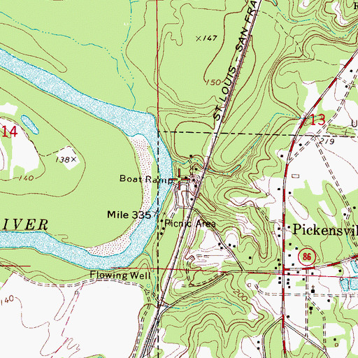 Topographic Map of Pickensville Landing (historical), AL
