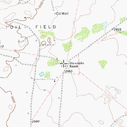 Topographic Map of Dinwiddie Ranch, TX