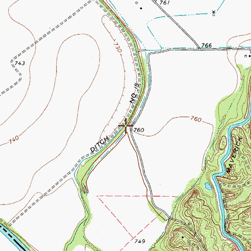 Topographic Map of Ditch Number Fifteen, TX