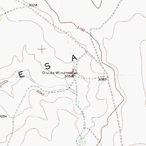 Topographic Map of Divide Windmill, TX