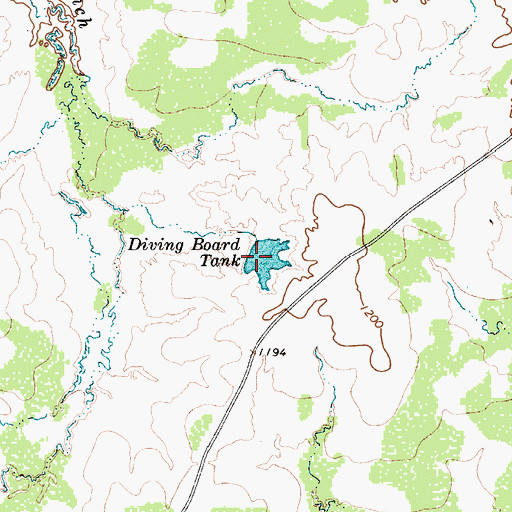 Topographic Map of Diving Board Tank, TX
