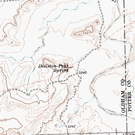 Topographic Map of Division Pens Spring, TX