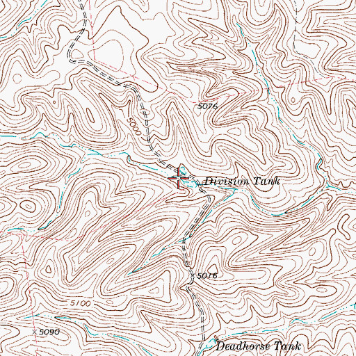 Topographic Map of Division Tank, TX