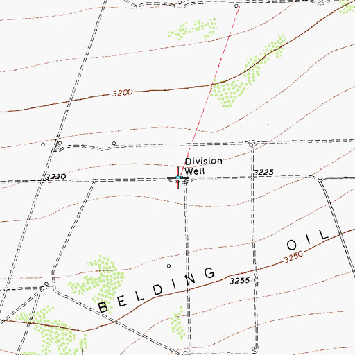 Topographic Map of Division Well, TX