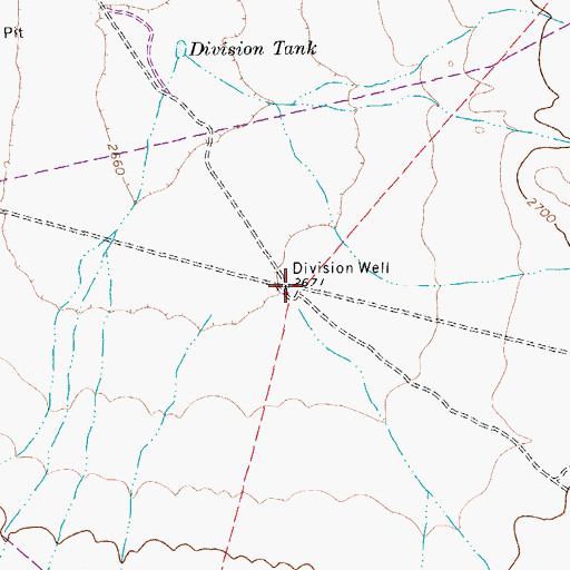 Topographic Map of Division Well, TX
