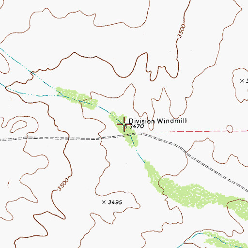 Topographic Map of Division Windmill, TX