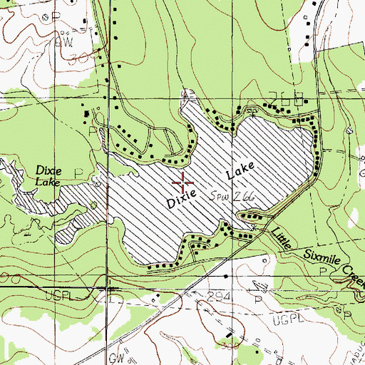 Topographic Map of Dixie Lake, TX