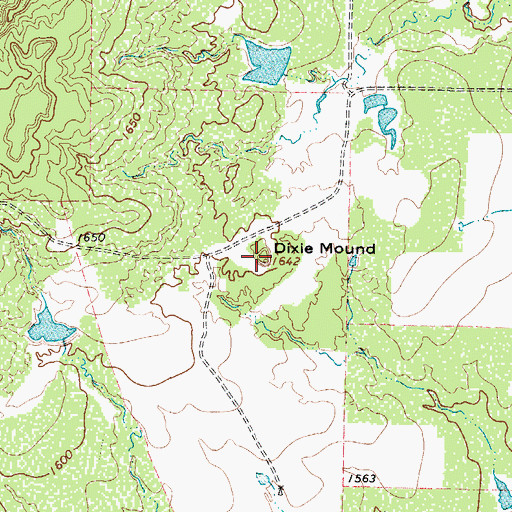 Topographic Map of Dixie Mound, TX