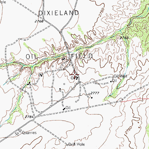 Topographic Map of Dixieland Oil Field, TX