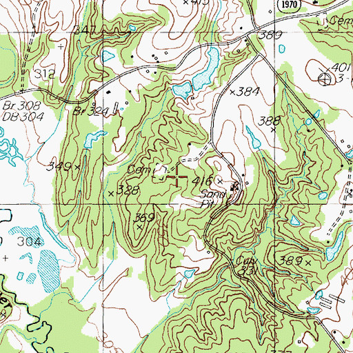 Topographic Map of Dixon Cemetery, TX