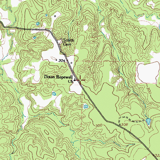 Topographic Map of Dixon Hopewell Church, TX