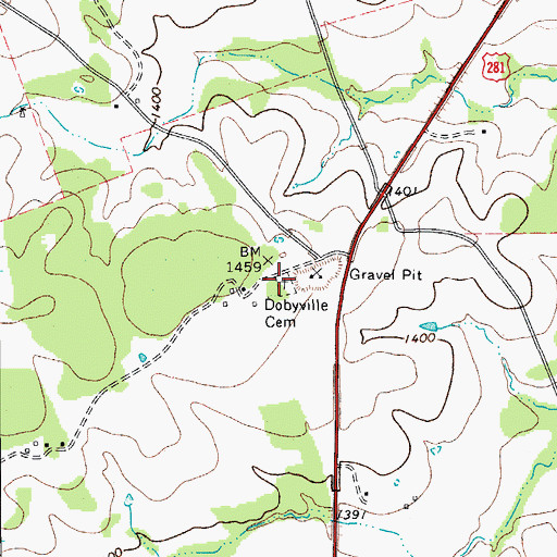 Topographic Map of Dobyville Cemetery, TX