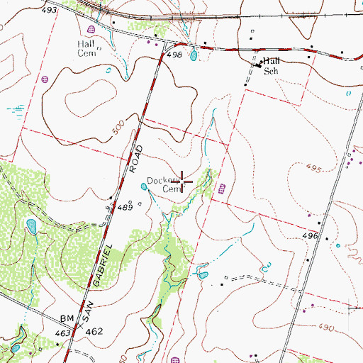 Topographic Map of Dockery Cemetery, TX