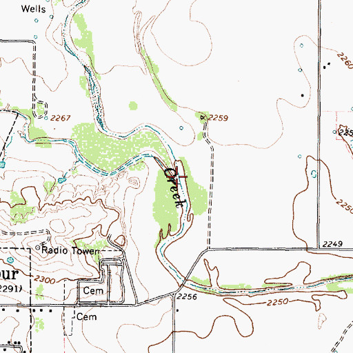Topographic Map of Dockum Creek, TX