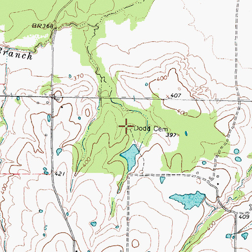 Topographic Map of Dodd Cemetery, TX