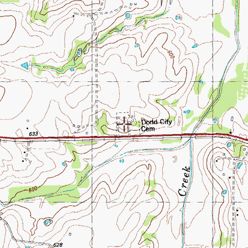 Topographic Map of Dodd City Cemetery, TX