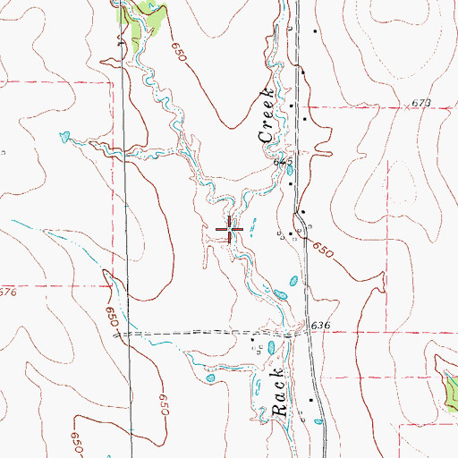 Topographic Map of Dodge Rock Creek, TX