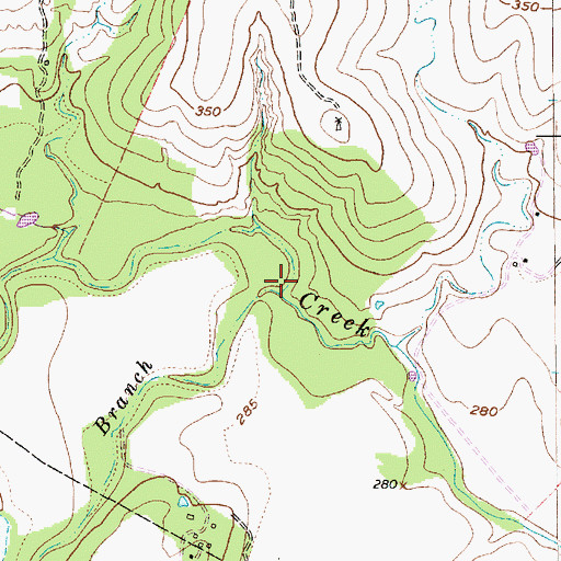 Topographic Map of Doe Branch, TX