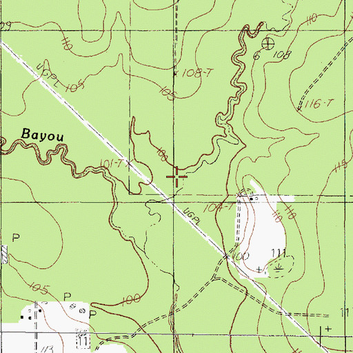 Topographic Map of Doe Pond Creek, TX