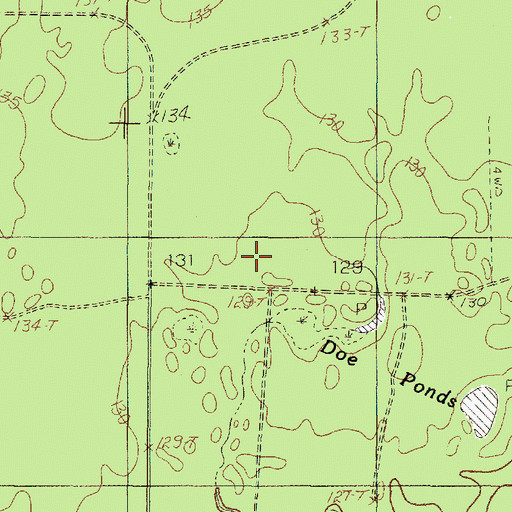 Topographic Map of Doe Ponds, TX