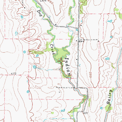 Topographic Map of Dog Creek, TX