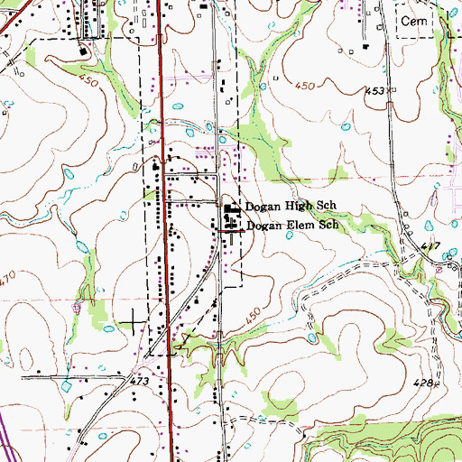 Topographic Map of Dogan Elementary School, TX