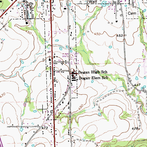Topographic Map of Dogan High School, TX
