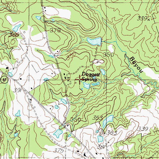 Topographic Map of Doggett Spring, TX