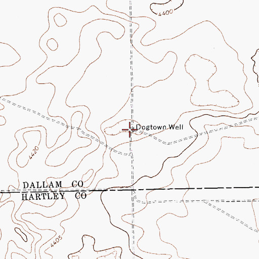 Topographic Map of Dogtown Well, TX