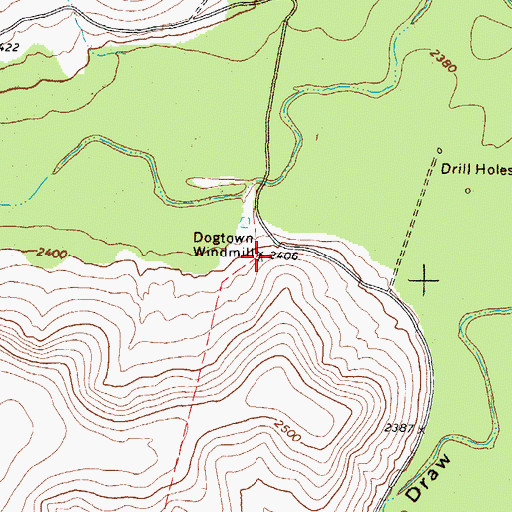 Topographic Map of Dogtown Windmill, TX