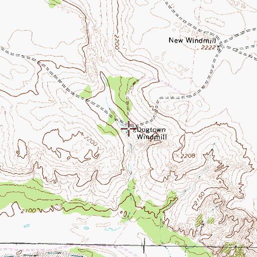 Topographic Map of Dogtown Windmill, TX