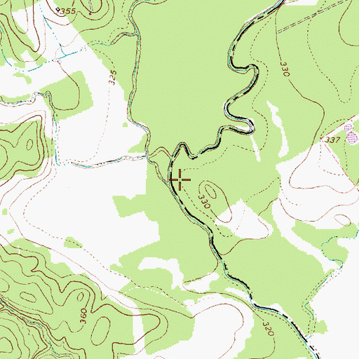 Topographic Map of Dogwood Creek, TX
