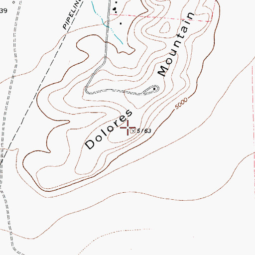Topographic Map of Dolores Mountain, TX