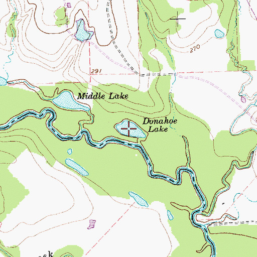Topographic Map of Donahoe Lake, TX