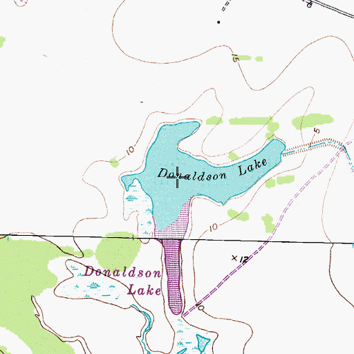 Topographic Map of Donaldson Lake, TX