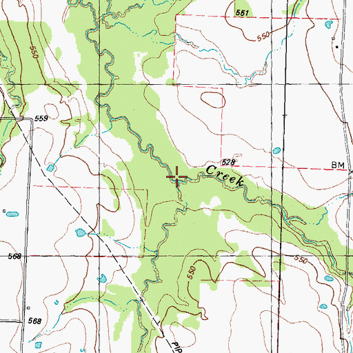 Topographic Map of Doss Creek, TX