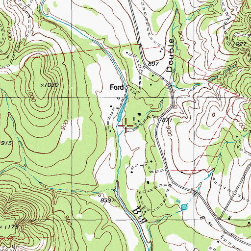 Topographic Map of Double Hollow, TX