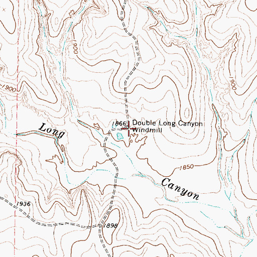 Topographic Map of Double Long Canyon Windmill, TX