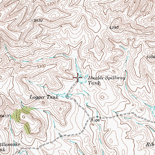 Topographic Map of Double Spillway Tank, TX