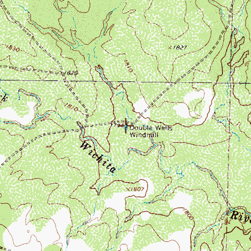 Topographic Map of Double Wells Windmill, TX