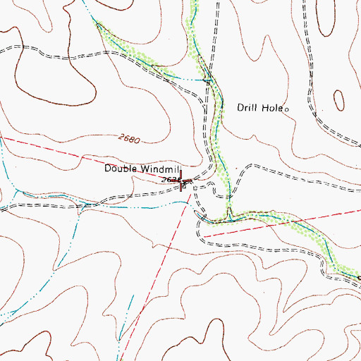 Topographic Map of Double Windmill, TX