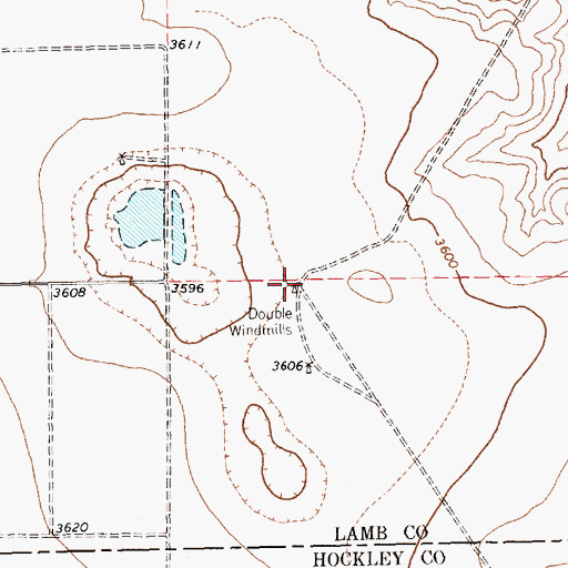 Topographic Map of Double Windmills, TX